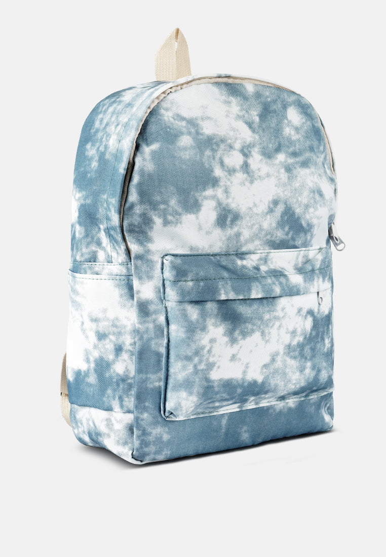 printed casual backpack#color_blue