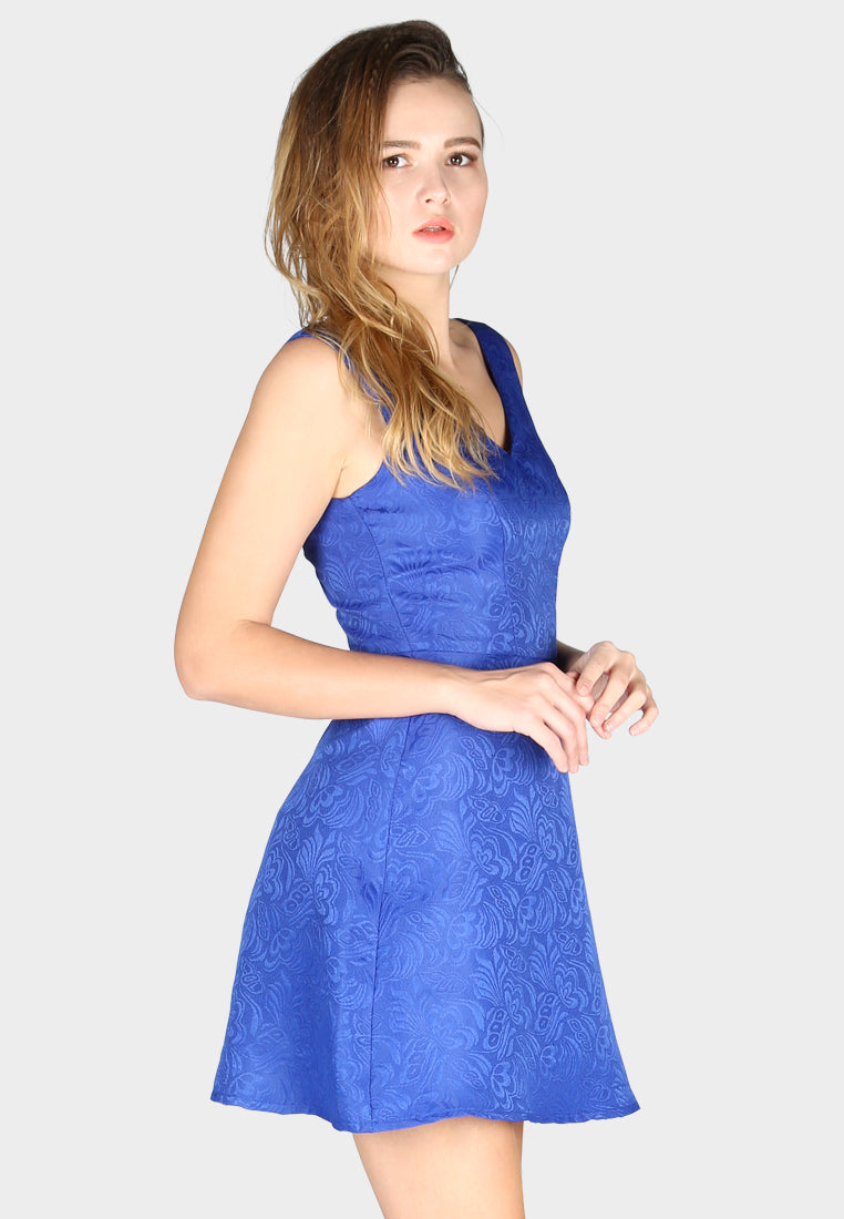 printed sleeveless mini dress#color_navy