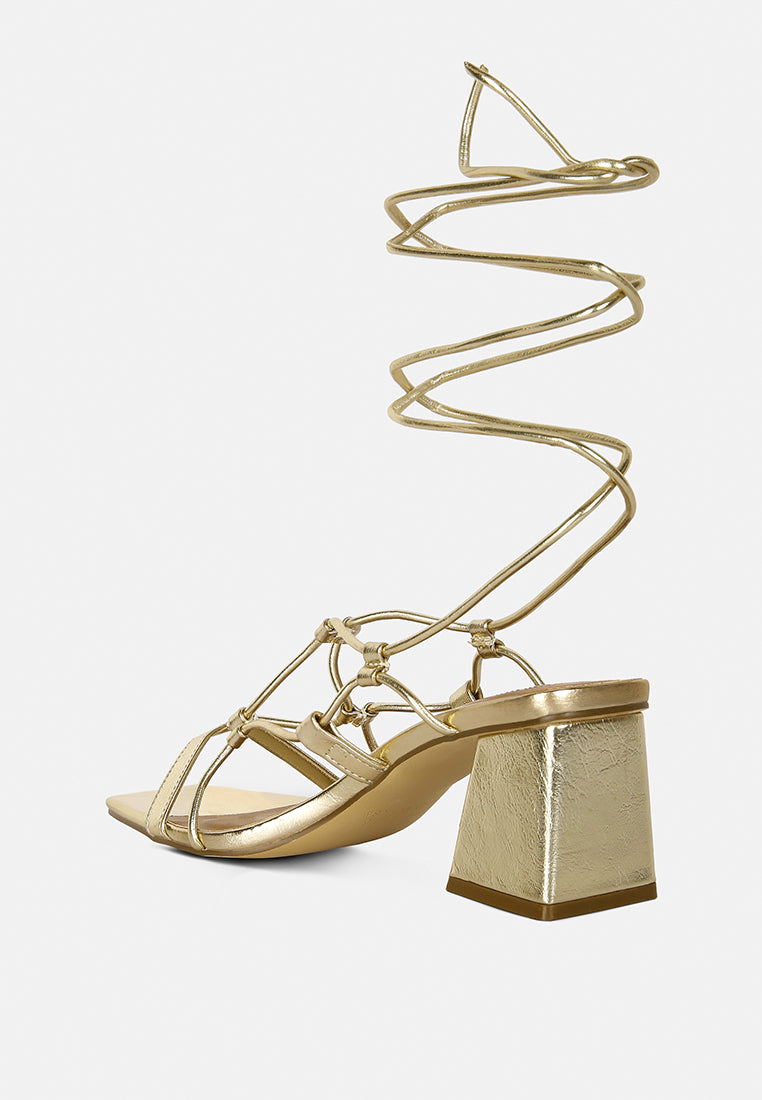 provoked lace up block heeled sandals#color_gold