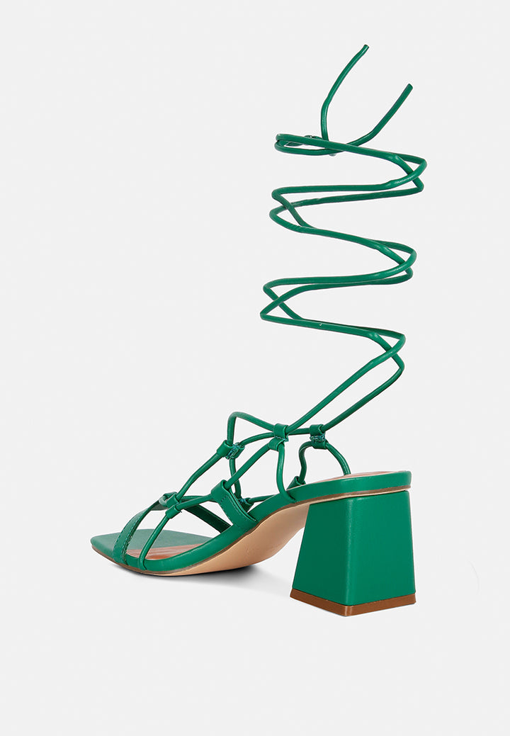 provoked lace up block heeled sandals#color_green