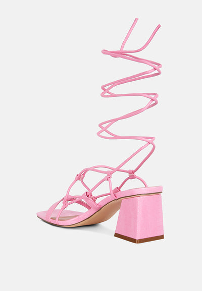 provoked lace up block heeled sandals#color_pink