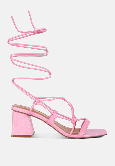 provoked lace up block heeled sandals#color_pink