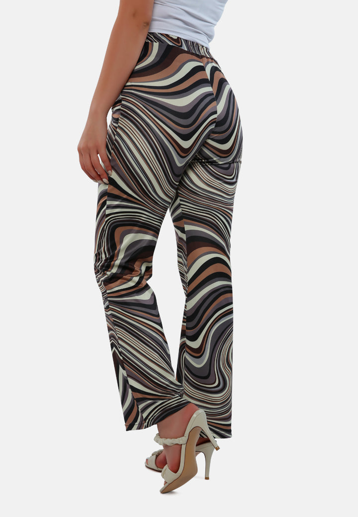psychedelic print high waist trousers#color_camo