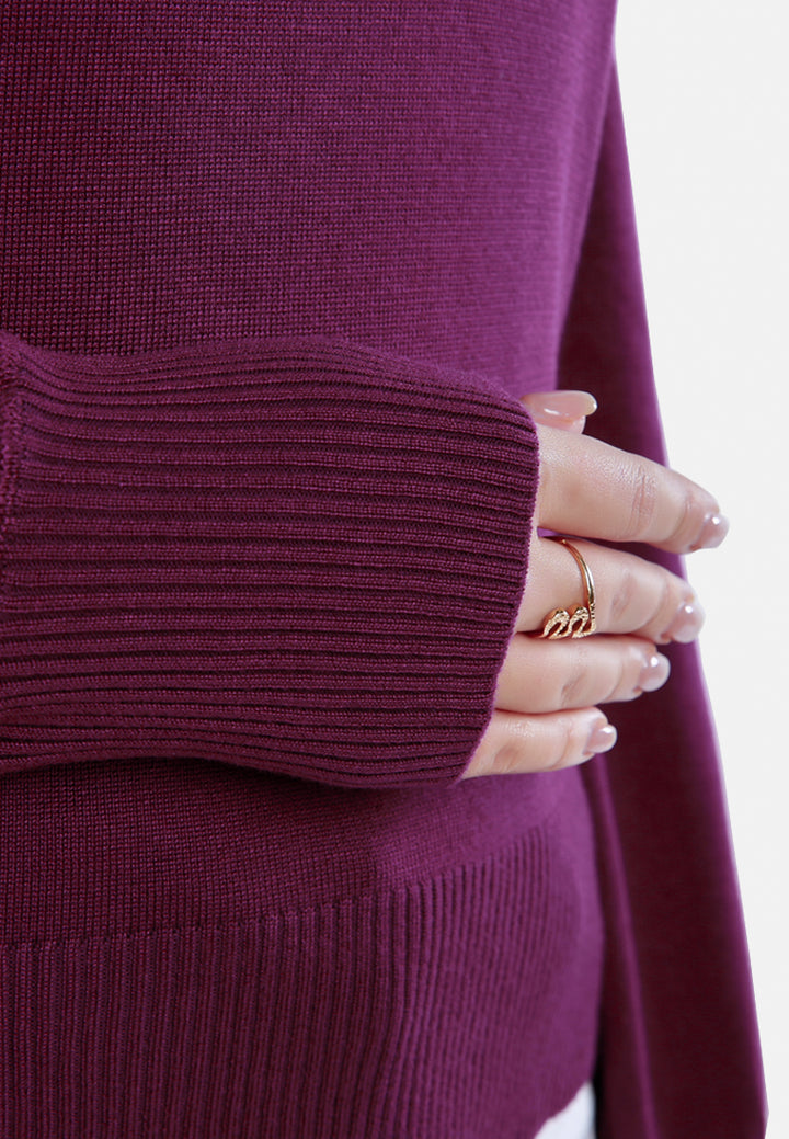 puff sleeve sweater#color_purple
