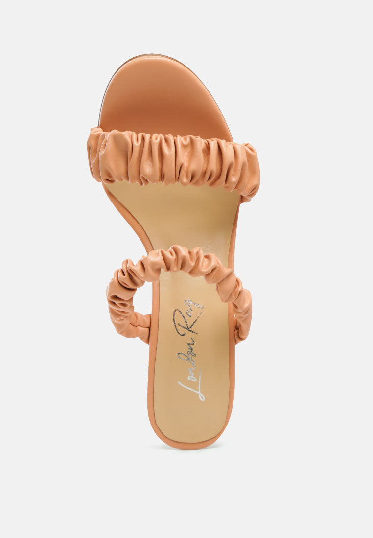 qualie gathered around slip-on heeled sandals#color_orange