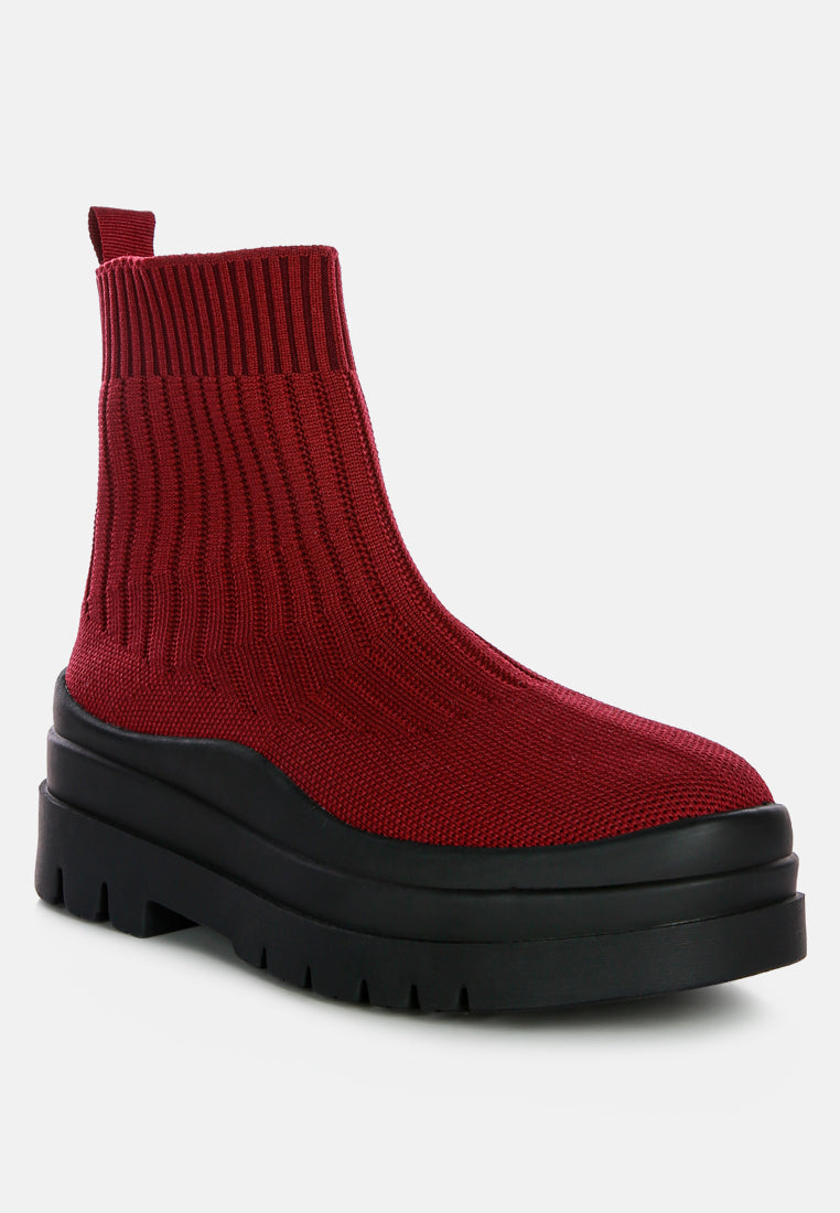 quavo knitted platform chunky boots#color_burgundy-black