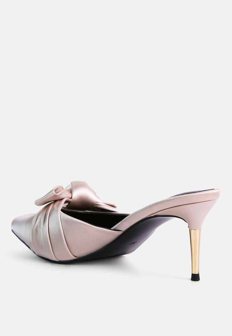 queenie satin knot stiletto mule sandals#color_beige