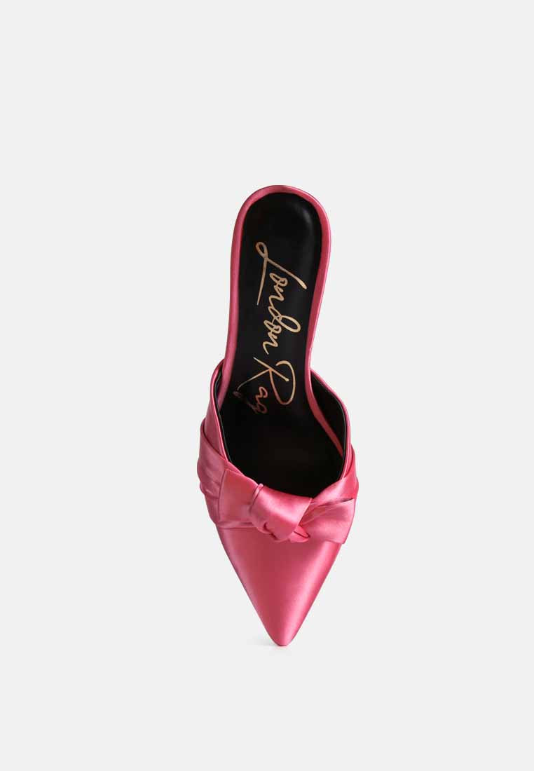 queenie satin knot stiletto mule sandals#color_pink