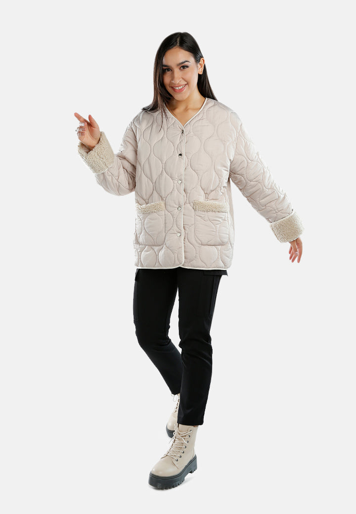 quilted button-up puffer jacket#color_stone
