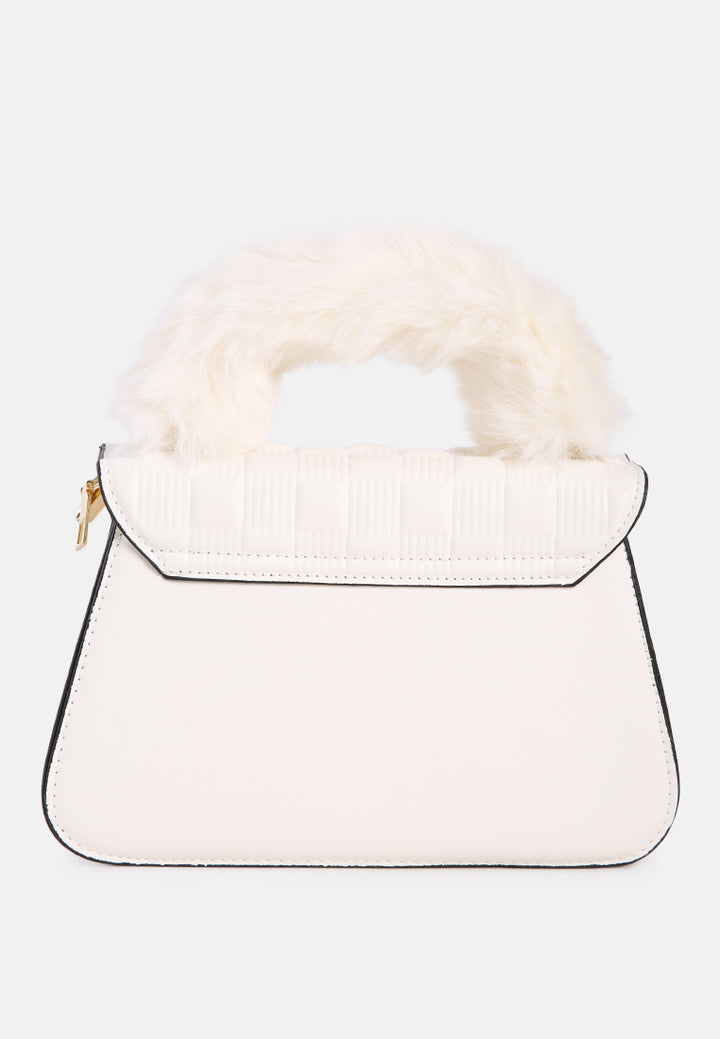 quilted faux leather sling bag#color_white
