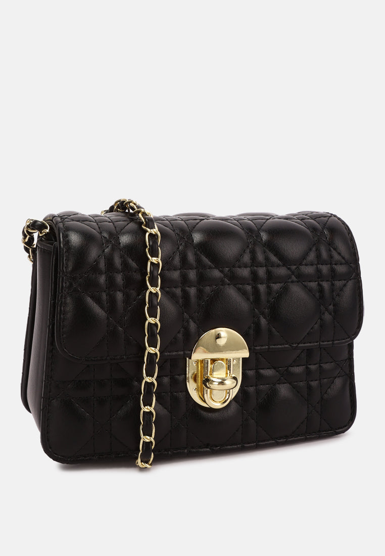 quilted metallic buckle clutch bag by ruw#color_black