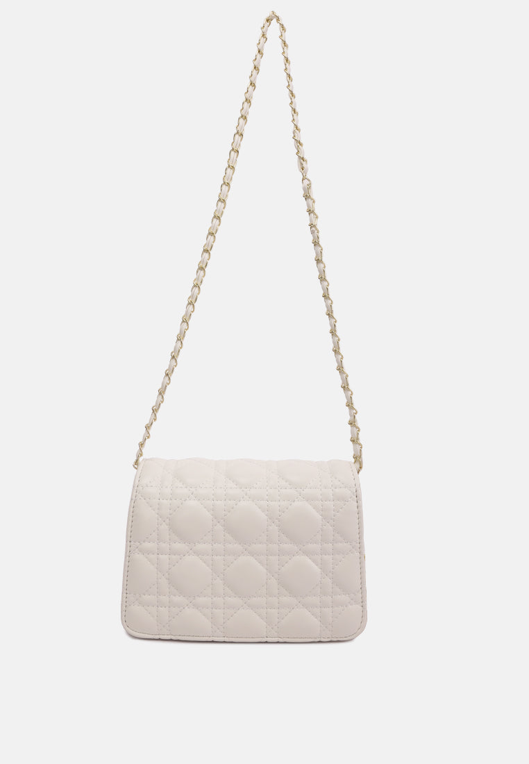 quilted metallic buckle clutch bag by ruw#color_white