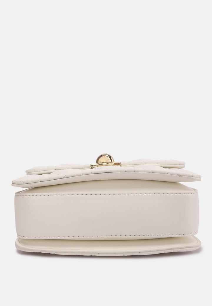 quilted metallic buckle clutch bag by ruw#color_white