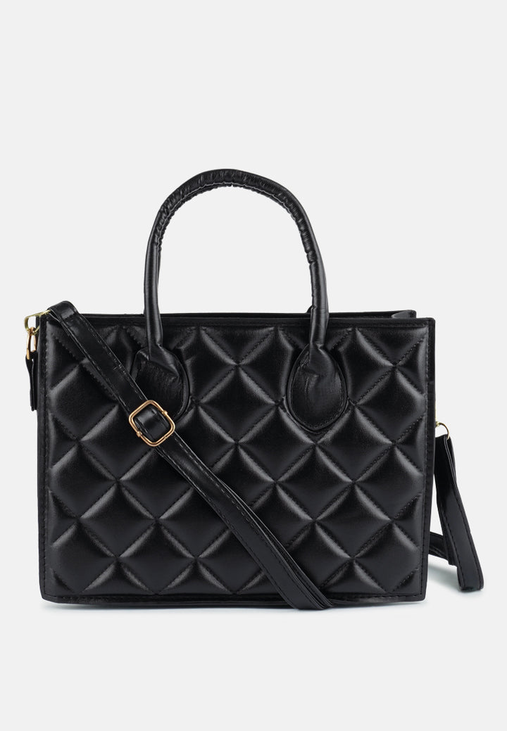 quilted structure hand bag#color_black