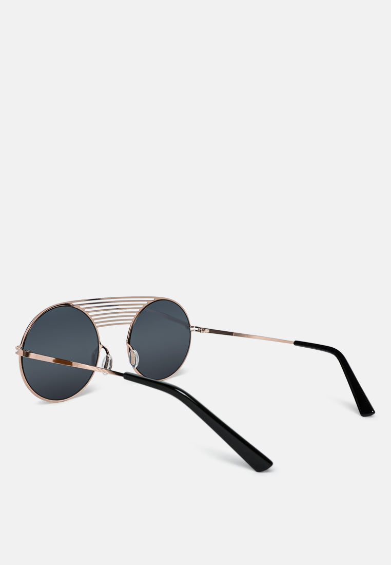 quirky metal bridge round sunglasses#color_grey