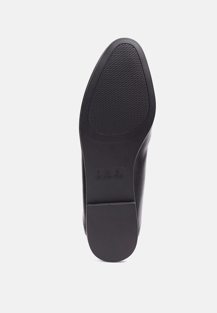 raire foldable faux leather loafer flats#color_black