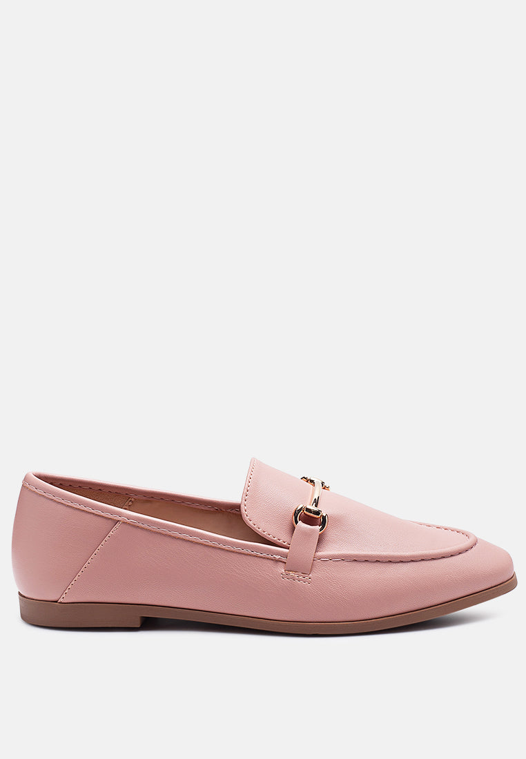 raire foldable faux leather loafer flats#color_pink