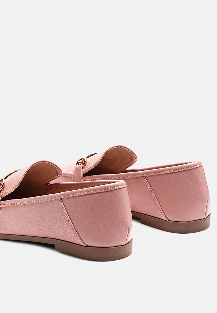 raire foldable faux leather loafer flats#color_pink