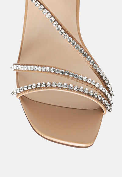 raisins pie diamante embellished block heel sandals#color_nude
