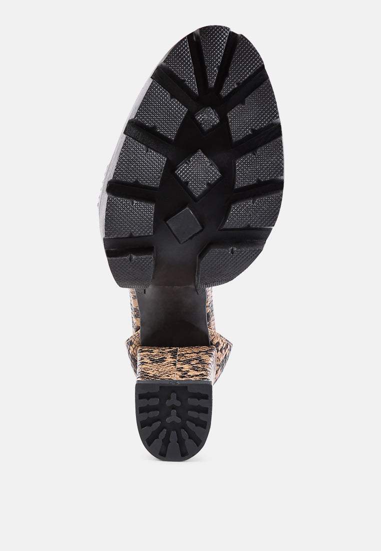 rattle snake print high heeled block sandals#color_beige