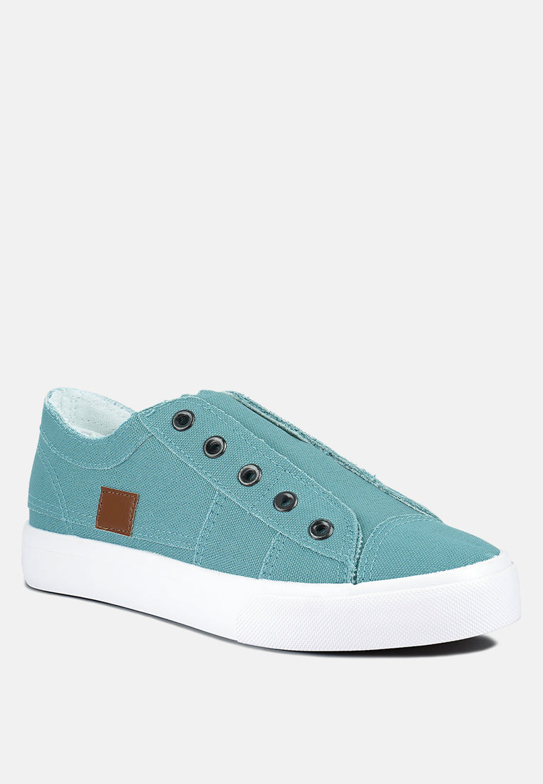 Raw Trim Solid Canvas Sneakers#color_light-blue