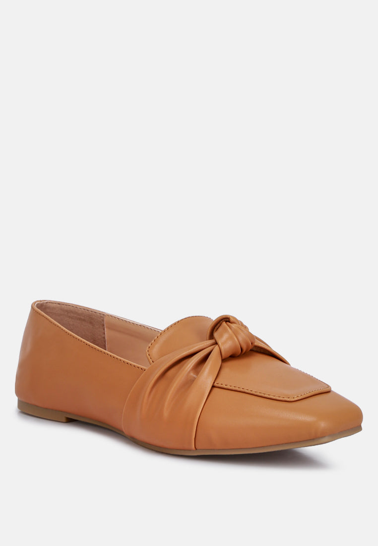 recycled faux leather flat loafers by ruw#color_tan