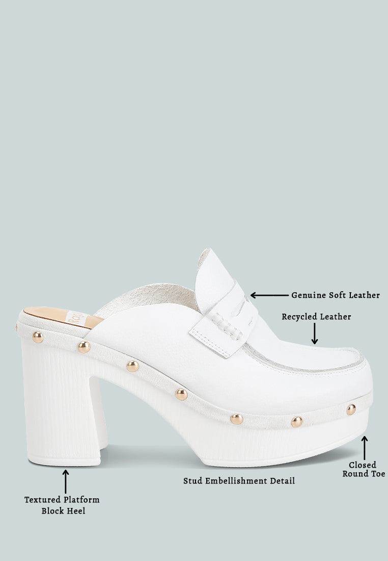 recycled leather platform clogs by ruw#color_white