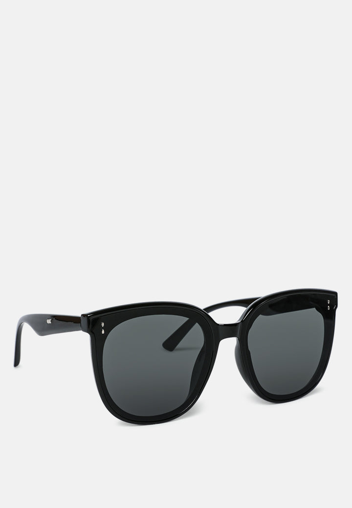 retro cat eye oval sunglasses#color_black-grey