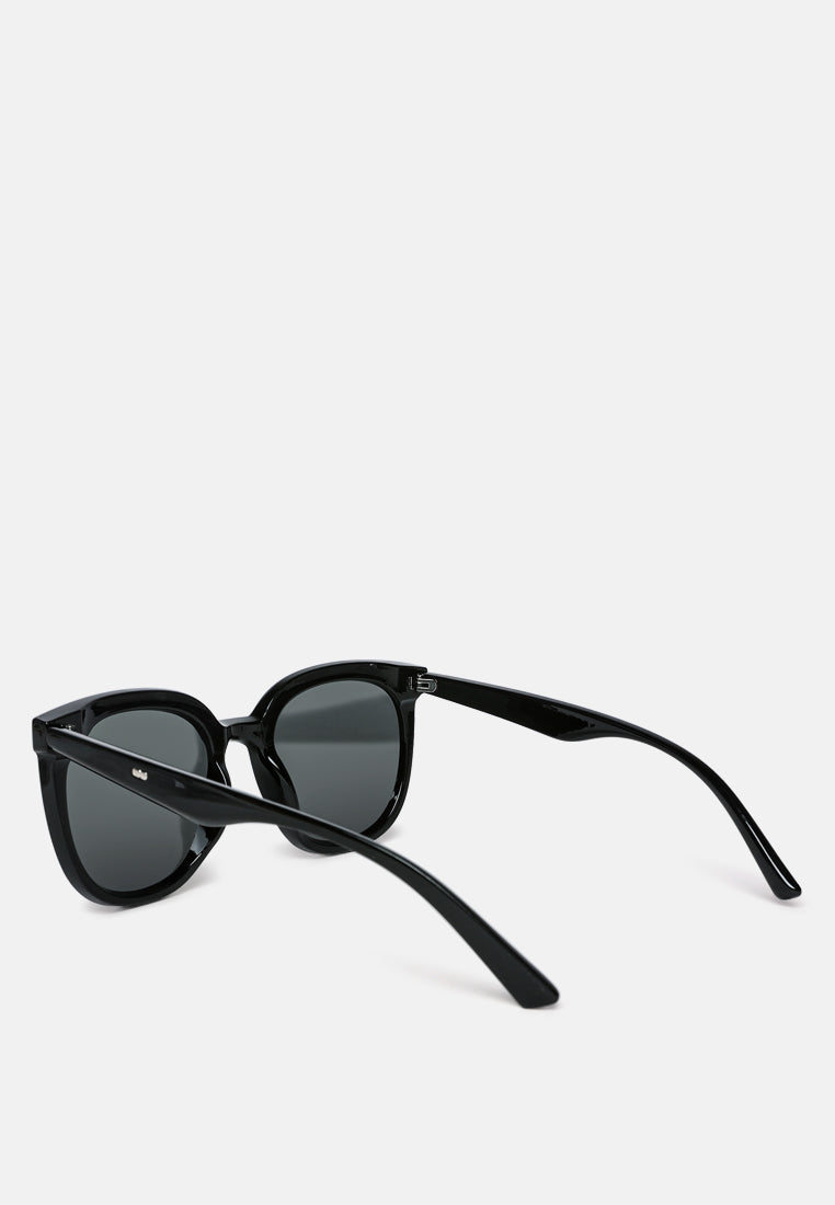 retro cat eye oval sunglasses#color_black-grey