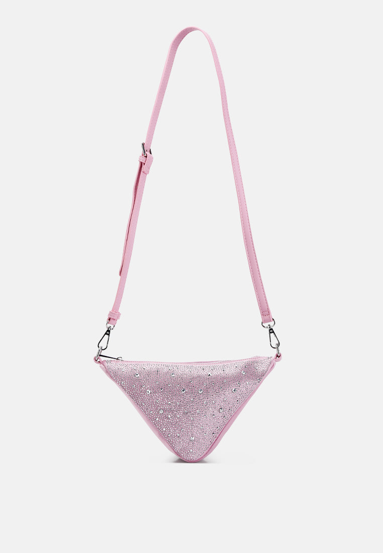 rhinestone embellished triangle bag by ruw#color_light-pink