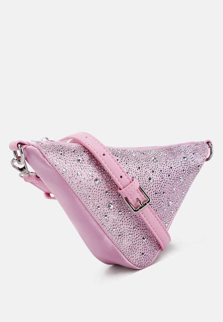 rhinestone embellished triangle bag by ruw#color_light-pink