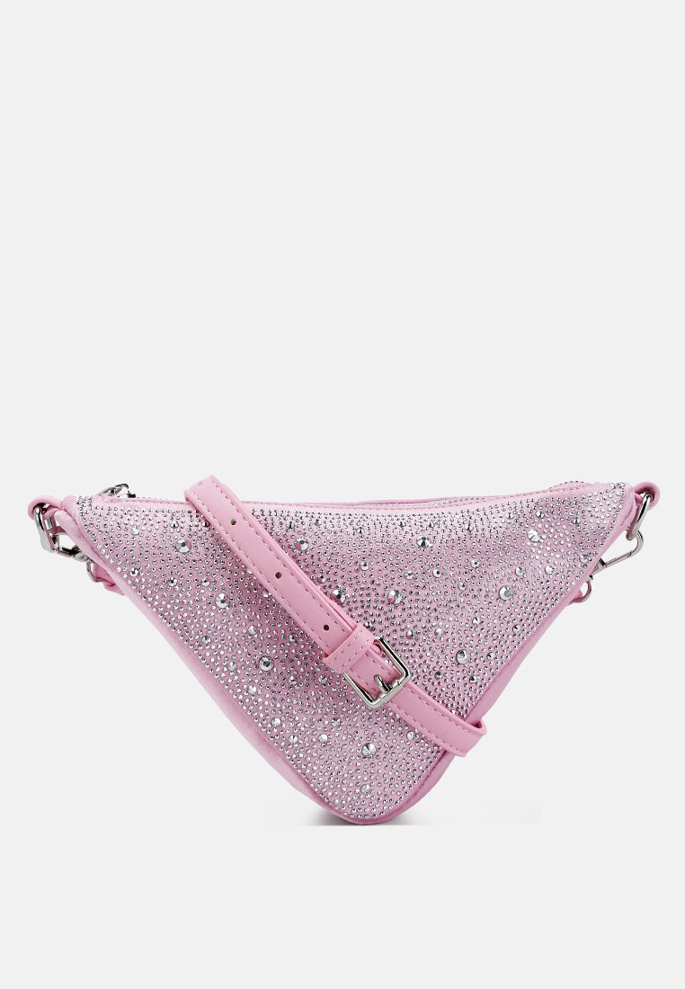 rhinestone embellished triangle bag by ruw#color_light-pink