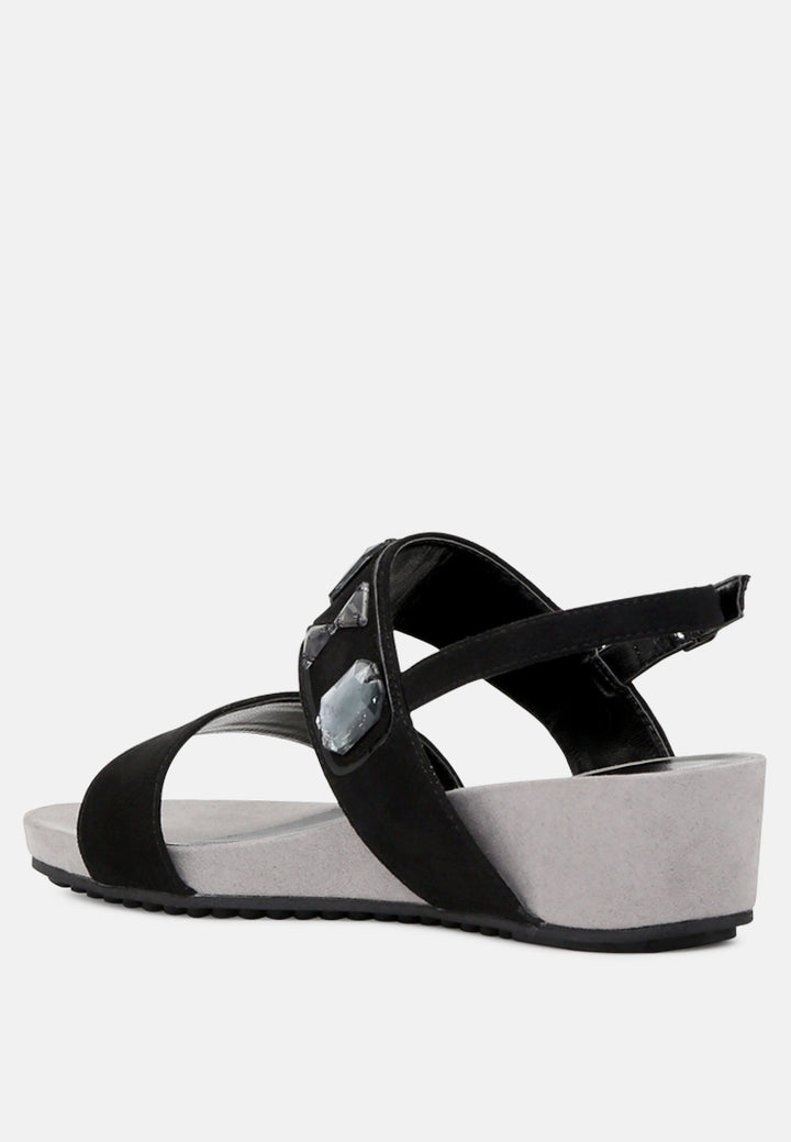 rhinestone slingback wedge sandals#color_black