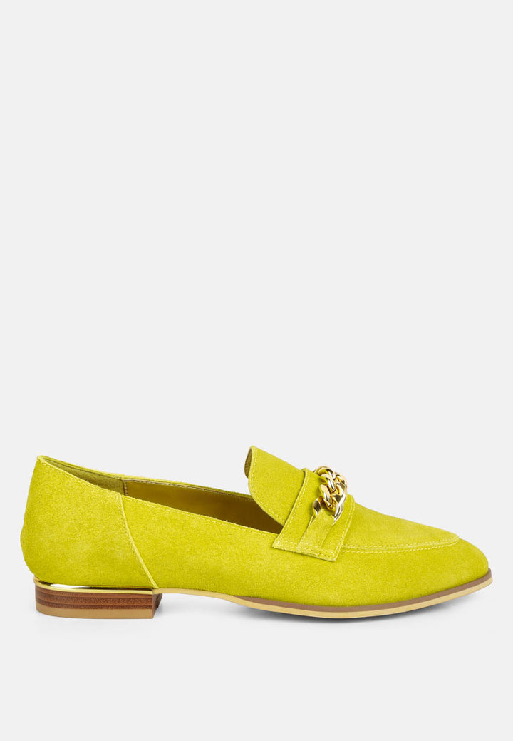 ricka chain embellished loafers#color_mustard