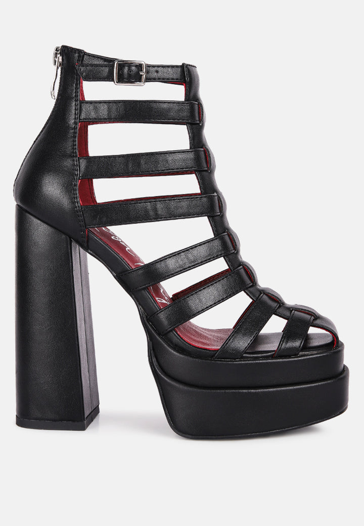 rielle high platfrom cage bootie sandal#color_black