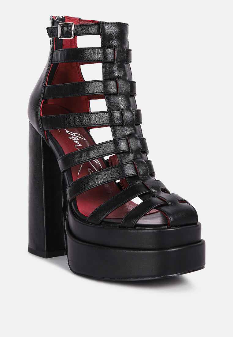 rielle high platfrom cage bootie sandal#color_black