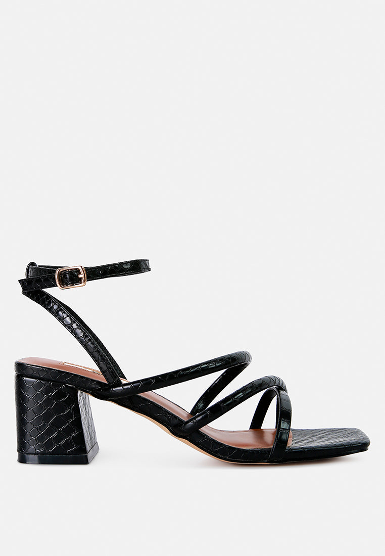 right pose croc mid block heel casual sandals#color_black