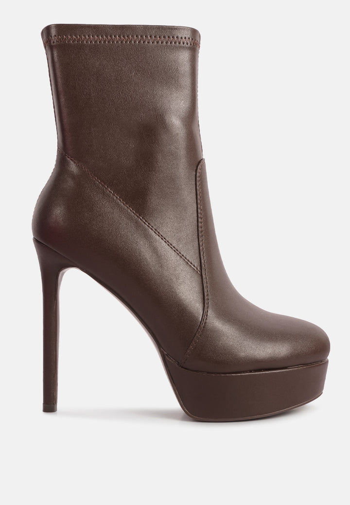 rossetti stretch pu high heel ankle boots#color_brown