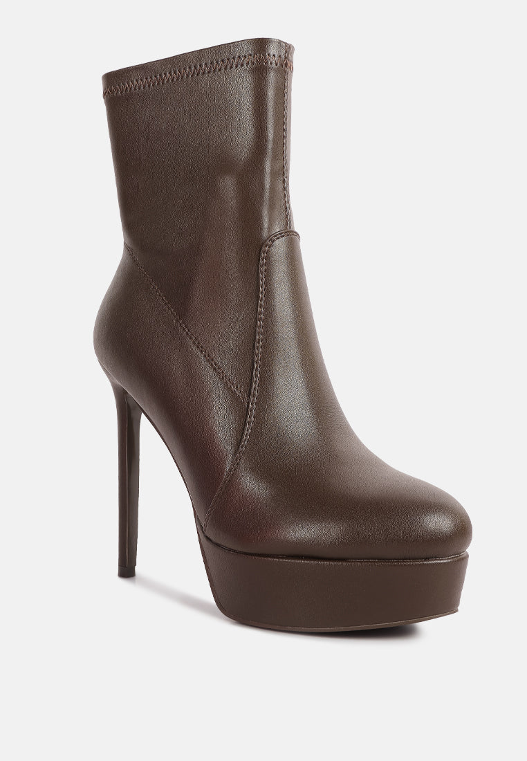 rossetti stretch pu high heel ankle boots#color_brown