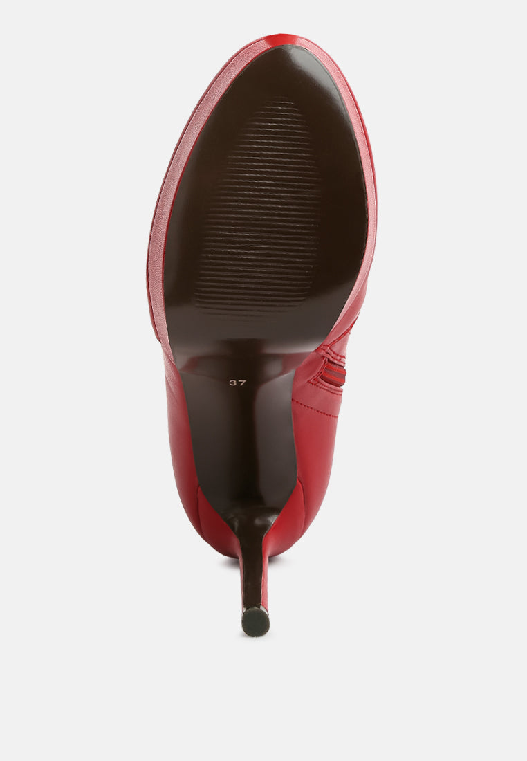 rossetti stretch pu high heel ankle boots#color_red