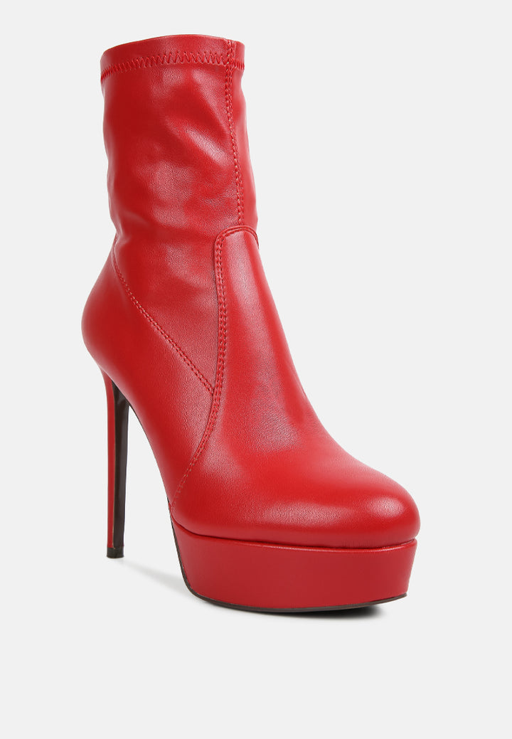 rossetti stretch pu high heel ankle boots#color_red