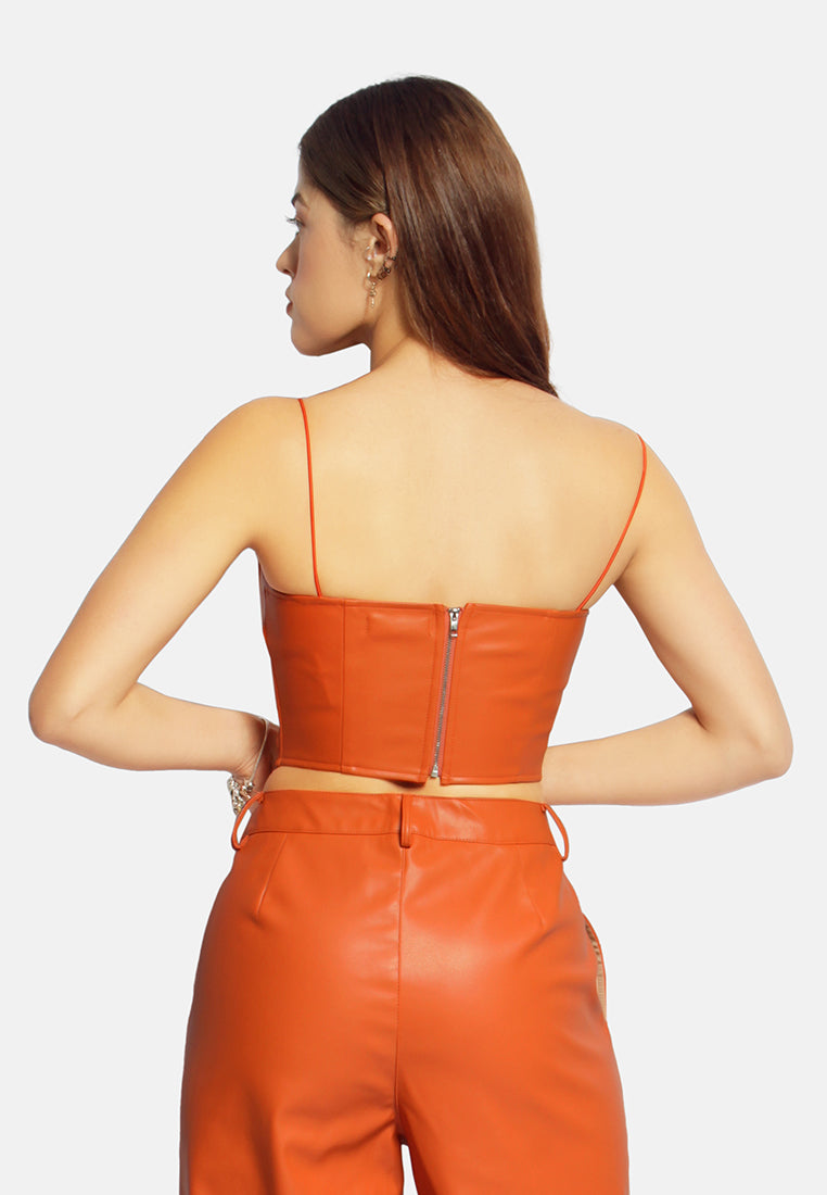 ruched corset top#color_orange