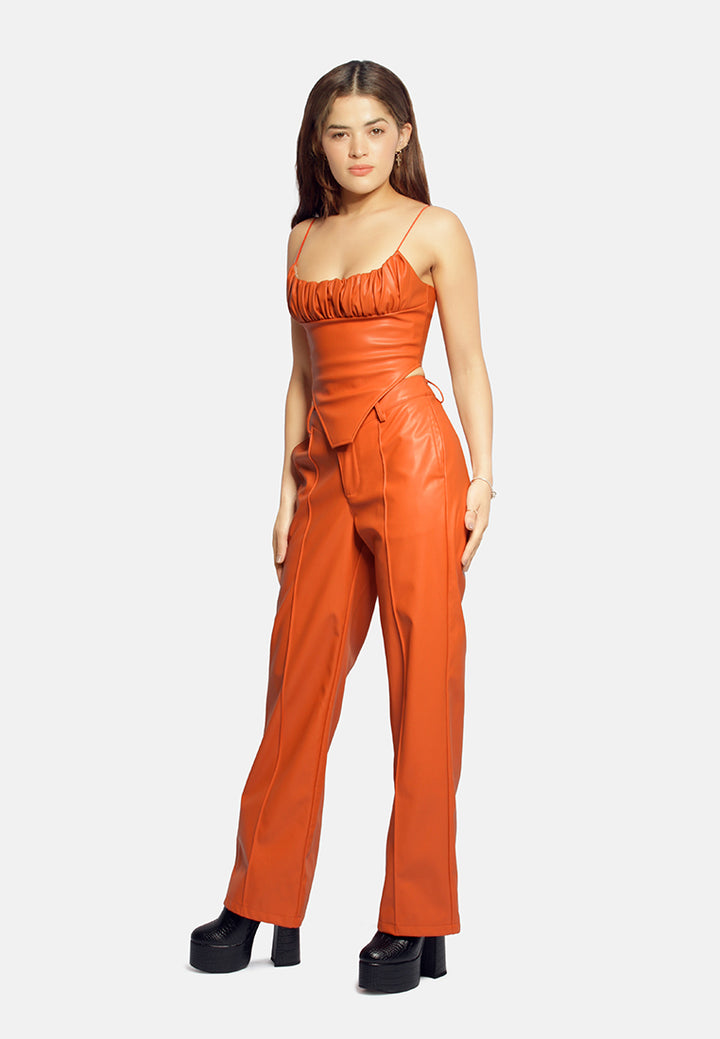 ruched corset top#color_orange
