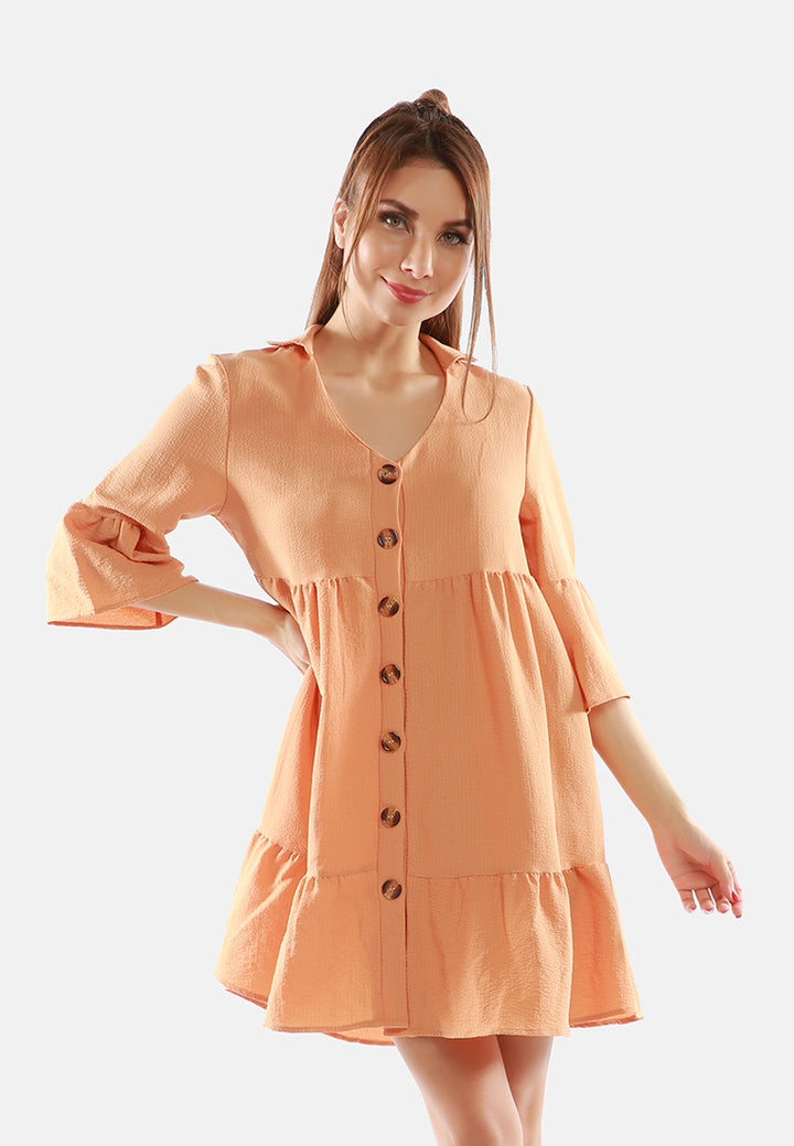ruched empire shirt dress#color_orange