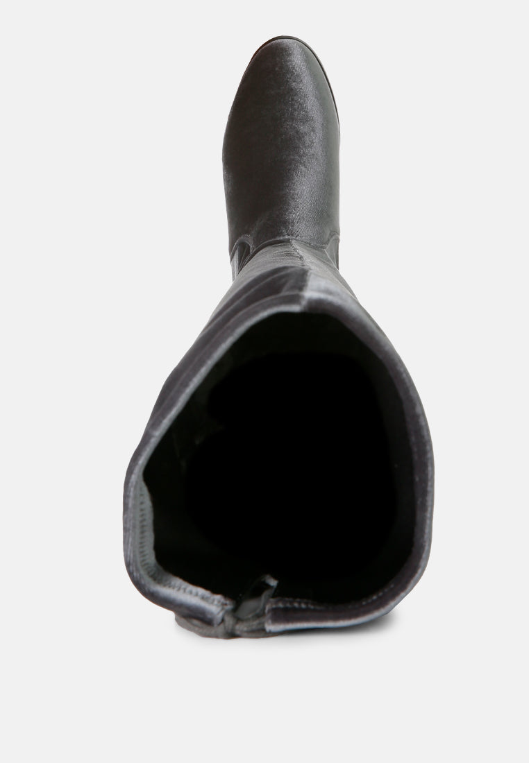 Buy Rumple Velvet Over The Knee Clear Heel Boots | Women Long Boots ...