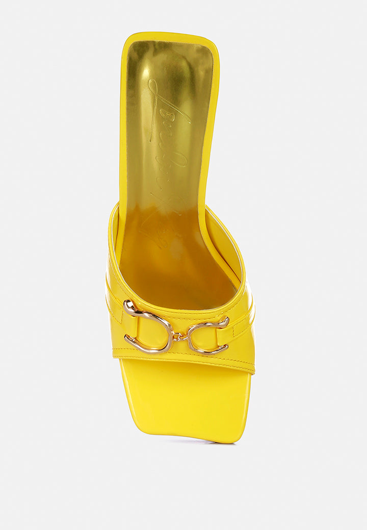 salisbury metal buckle detail slider sandals#color_yellow