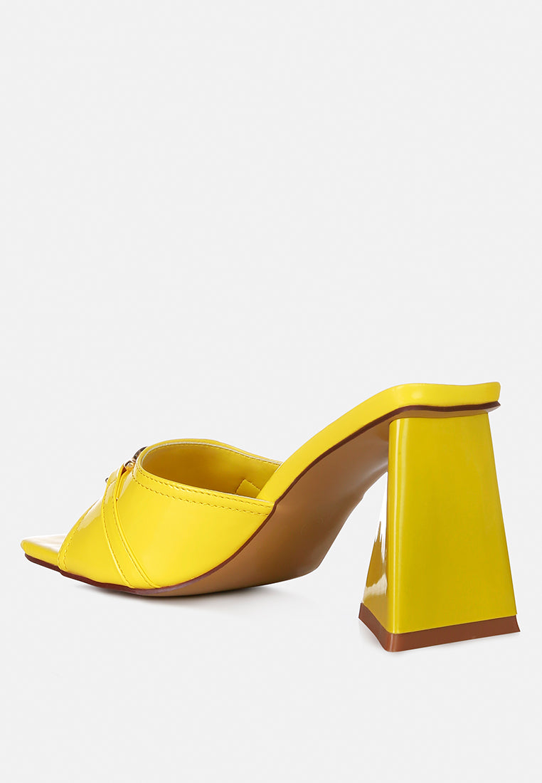 salisbury metal buckle detail slider sandals#color_yellow
