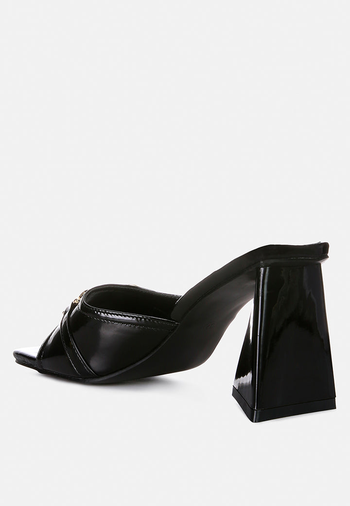 salisbury metal buckle detail slider sandals#color_black