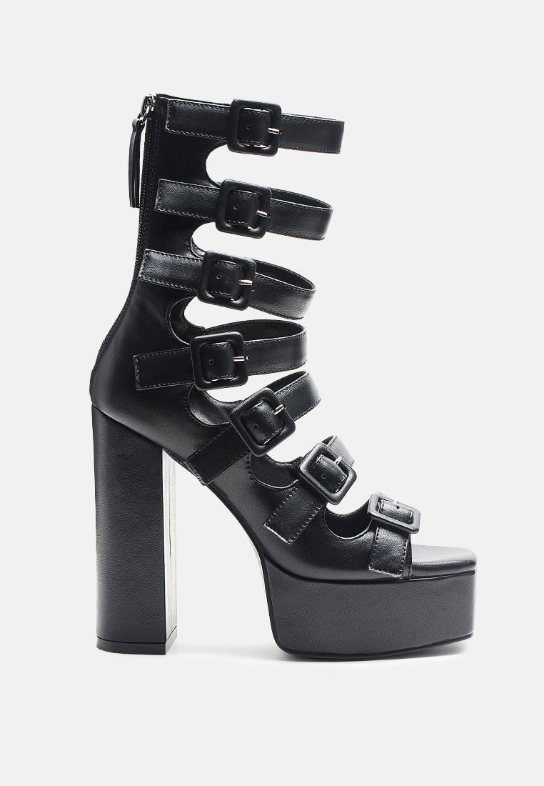 sarouchi caged high heel buckled sandals#color_black