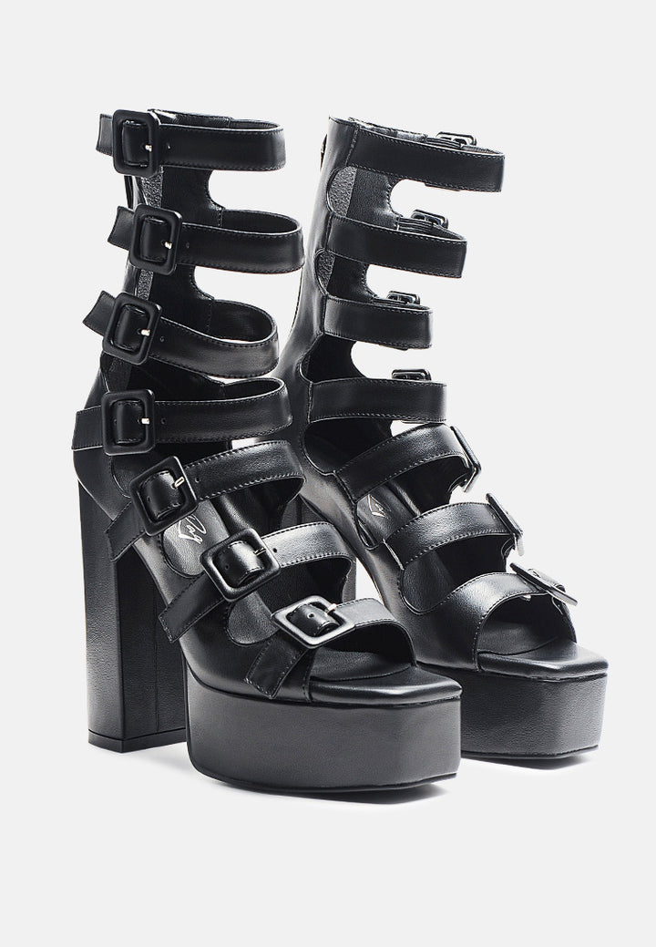 sarouchi caged high heel buckled sandals#color_black